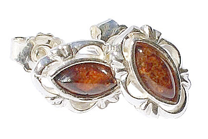 Design 7147: orange amber post, stud earrings
