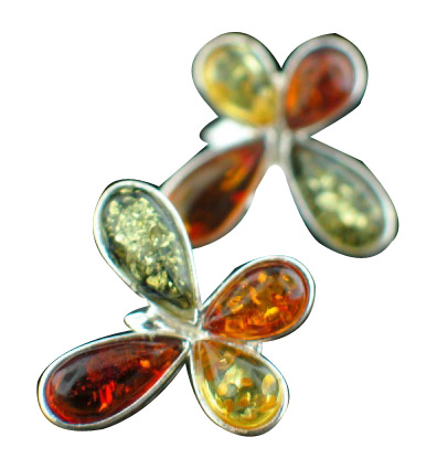 Design 7150: multi-color amber flower earrings