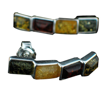 Design 7154: multi-color amber post, stud earrings