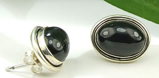 Design 7174: black onyx post, stud earrings