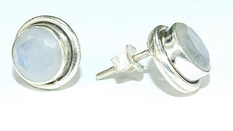 Design 7198: white moonstone post earrings