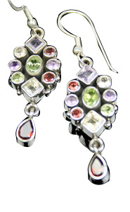 Design 7846: Green, Yellow, Purple multi-stone earrings