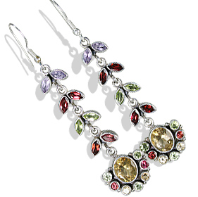 Design 7847: brown,green,yellow citrine chandelier earrings