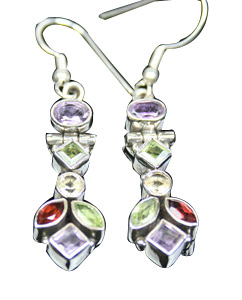 Design 7851: Green, purple multi-stone earrings