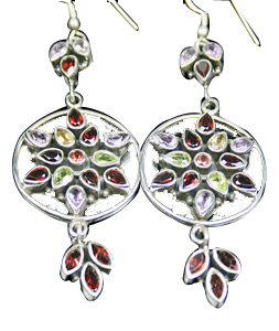 Design 7855: green multi-stone earrings