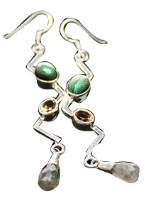 Design 7904: Green, Yellow multi-stone earrings