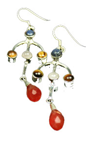 Design 7931: Orange, Blue multi-stone chandelier, drop earrings