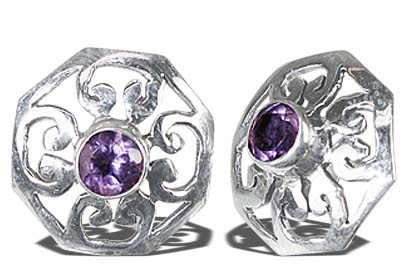 Design 7956: purple amethyst gothic-medieval, post, star, studs earrings
