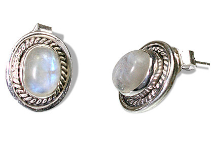 Design 7965: white moonstone post earrings