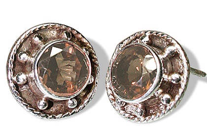 Design 8036: brown,gray smoky quartz post, stud earrings