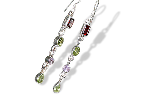 Design 807: green,purple,red multi-stone earrings