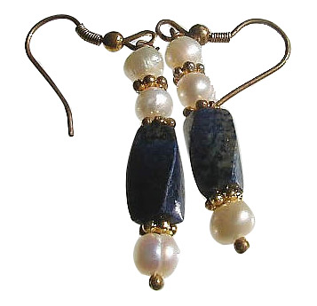 Design 843: blue,white lapis lazuli earrings