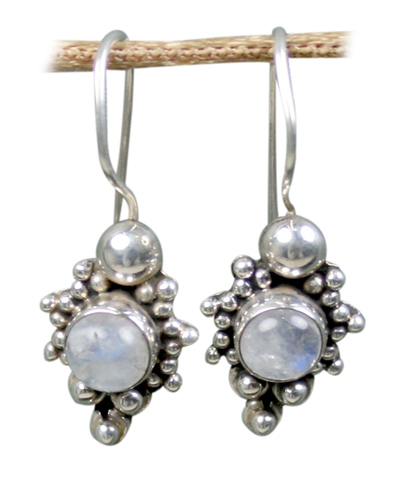 Design 8769: white moonstone ethnic earrings