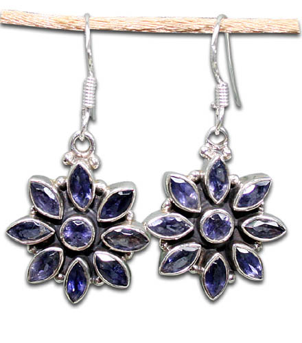 Design 8858: blue iolite flower earrings