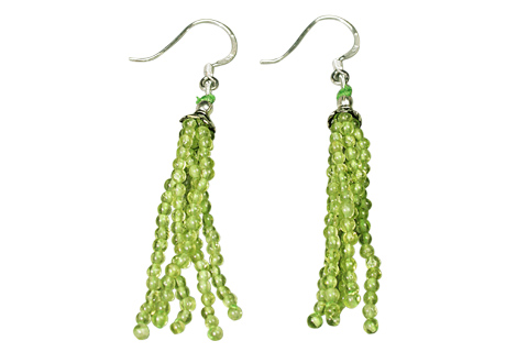 Design 9078: green peridot multistrand earrings