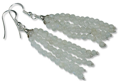 Design 9079: white moonstone multistrand earrings
