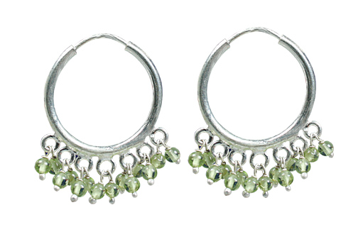 Design 9131: green peridot hoop earrings