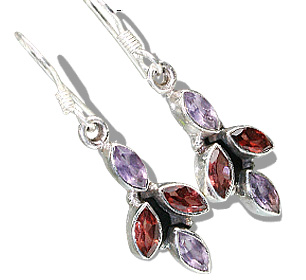Design 9154: purple,red garnet earrings