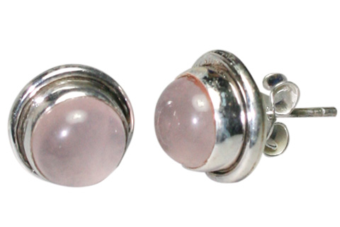 Design 9157: pink rose quartz studs earrings