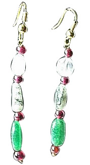 Design 981: green,red garnet earrings