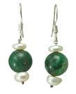 Design 1454: green,white pearl earrings