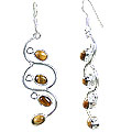Design 895: brown tiger eye art-deco earrings