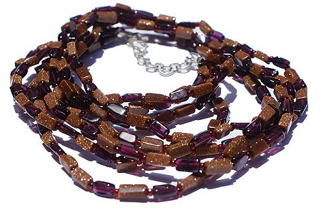 Design 1014: brown,red goldstone multistrand necklaces