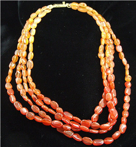 Design 1095: orange carnelian multistrand necklaces