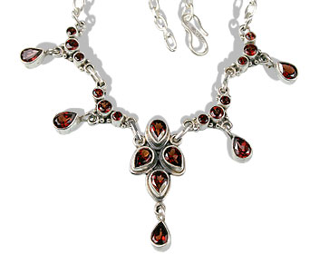 Design 1126: red garnet drop necklaces