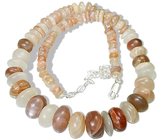 Design 1139: brown,orange moonstone simple-strand necklaces