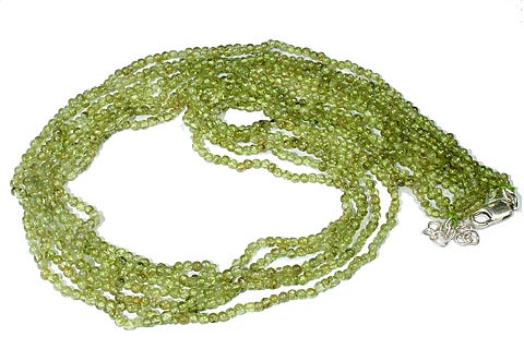 Design 1193: green peridot multistrand necklaces