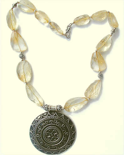 Design 1211: yellow citrine chunky necklaces