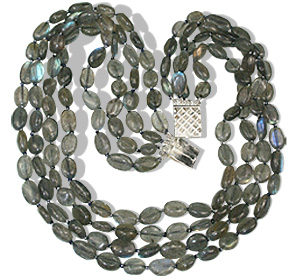 Design 1212: gray,multi-color labradorite classic, multistrand necklaces