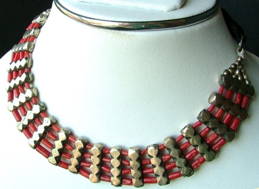 Design 1218: red coral choker, multistrand necklaces