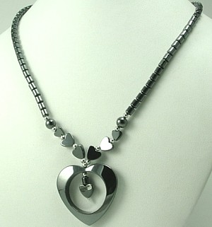 Design 1260: black hematite heart necklaces