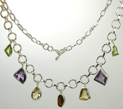 Design 1270: red,yellow multi-stone necklaces