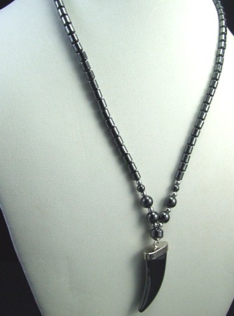 Design 1299: gray hematite claws, mens necklaces