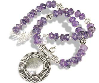 Design 1403: purple amethyst ethnic, medallion, pendant necklaces