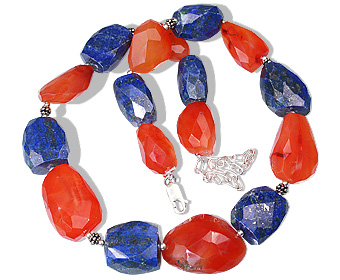 Design 1404: blue,orange lapis lazuli chunky necklaces