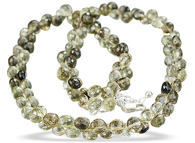 Design 14069: brown,green,yellow lemon quartz briolettes necklaces