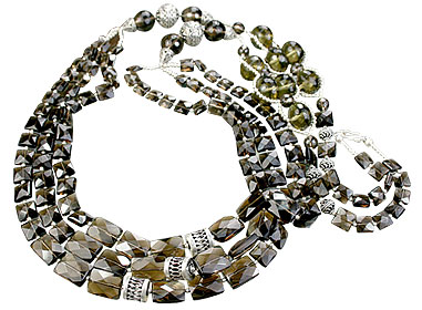 Design 14076: brown smoky quartz necklaces