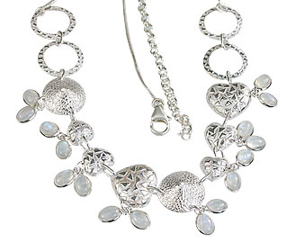 Design 14115: white moonstone heart necklaces