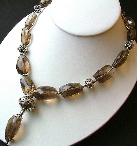 Design 1443: gray smoky quartz chunky necklaces