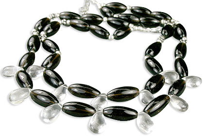 Design 14545: brown,white smoky quartz necklaces