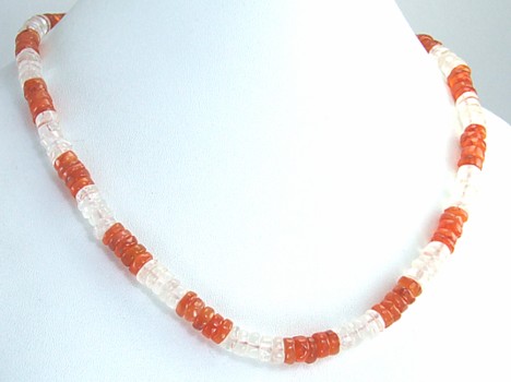 Design 1465: white,orange carnelian necklaces