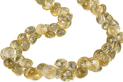 Design 14777: yellow citrine briolettes necklaces