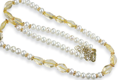 Design 14894: white,yellow citrine necklaces