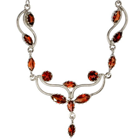 Design 14915: red garnet necklaces