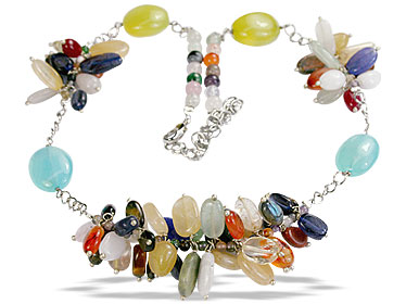 Design 14941: multi-color multi-stone cha-cha necklaces