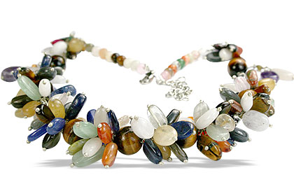 Design 14986: multi-color multi-stone cha-cha necklaces